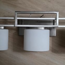 3-Light Brushed Nickel Bathroom Vanity Light with Opal Glass Shades
