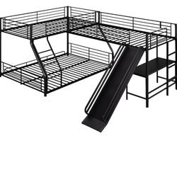 Toddler 3 Bunk Bed Frame L shape