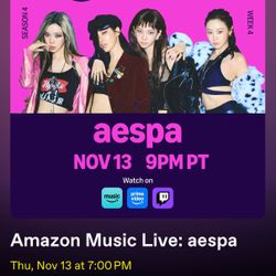Aespa tickets - Amazon Music Live - 11/13 