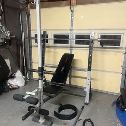 Olympic Weight Bench With Olympic Barbell 