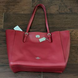 Coach Turnlock Tote - True Red Crossgrain Leather