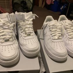 2 Pairs Of Nike Air Force 1’s (High Top & Low Top) Size 8.5