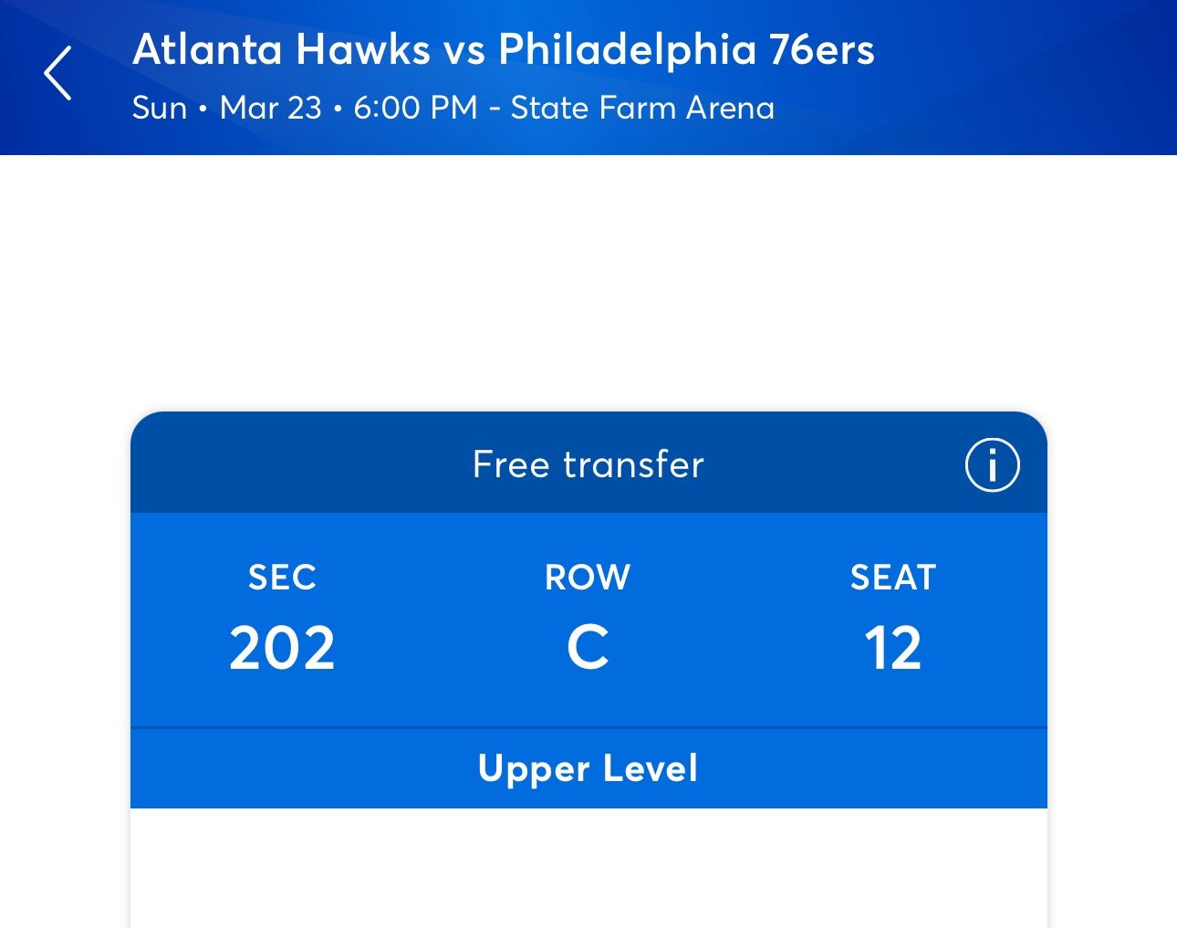 Ticket For tonight’s Atlanta hawks Game!