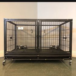 Dog Pet Cage Kennel Size 43” With Divdier And Feeding Bowls New In Box 📦 