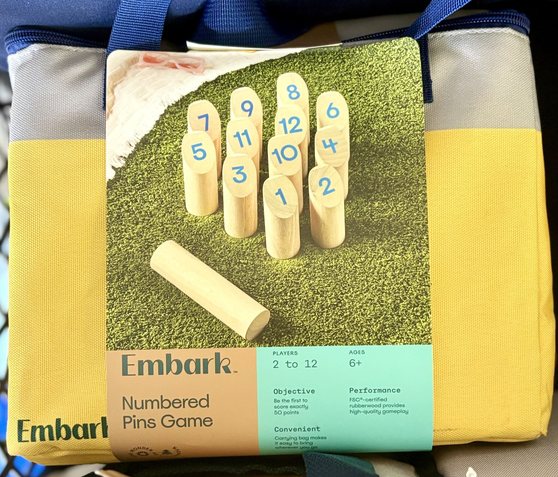 Molki Rubberwood Numbered Peg Game Target Toss - Embark™: Fun Outdoor Game for Kids 6+