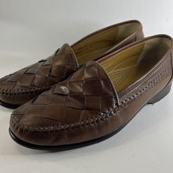 Cole Haan Brown Leather Basket Weave Loafers Men's 9M 