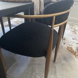 Modern Black Boucle Dining Armchairs (Set of 6)