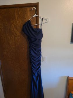 Navy Blue Satin  Formal Gown