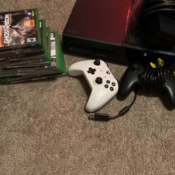 Xbox One with games and controllers