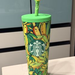 Starbucks Farm Rio 24 Oz Tropical Yellow/Green Banana 2025 Cold Cup with Straw