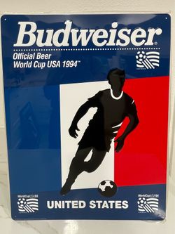 🇺🇸⚽️ Vintage 1994 Budweiser World Cup USA Metal Sign | Father’s Day Gift | FIFA Soccer Memorabilia ⚽️🇺🇸