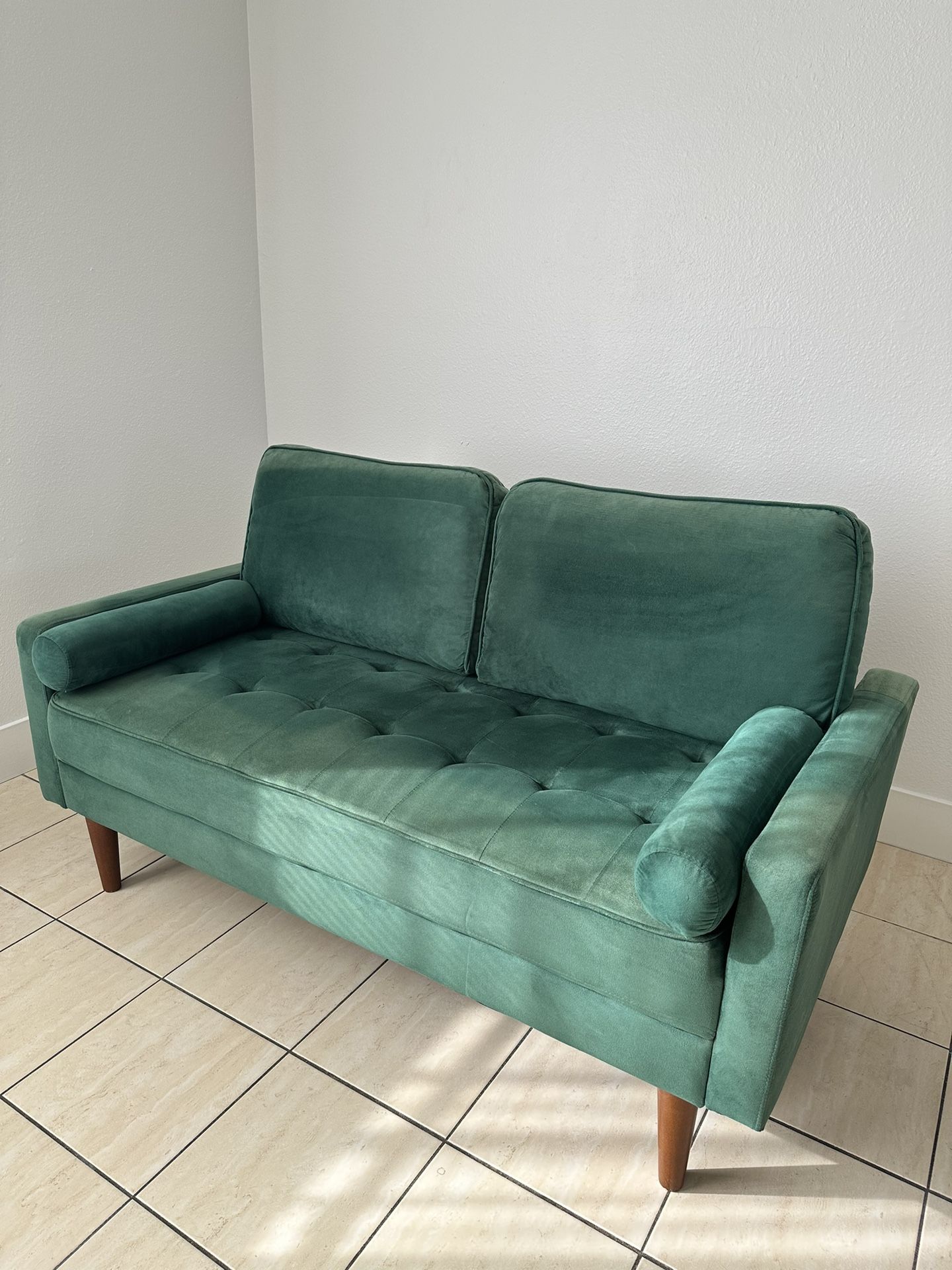Green Velvet Loveseat Couch