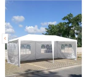 10'x20' Outdoor Party Tent, Large Wedding Birthday Tents for Parties, White Canopy Tent with 6 Removable Si det