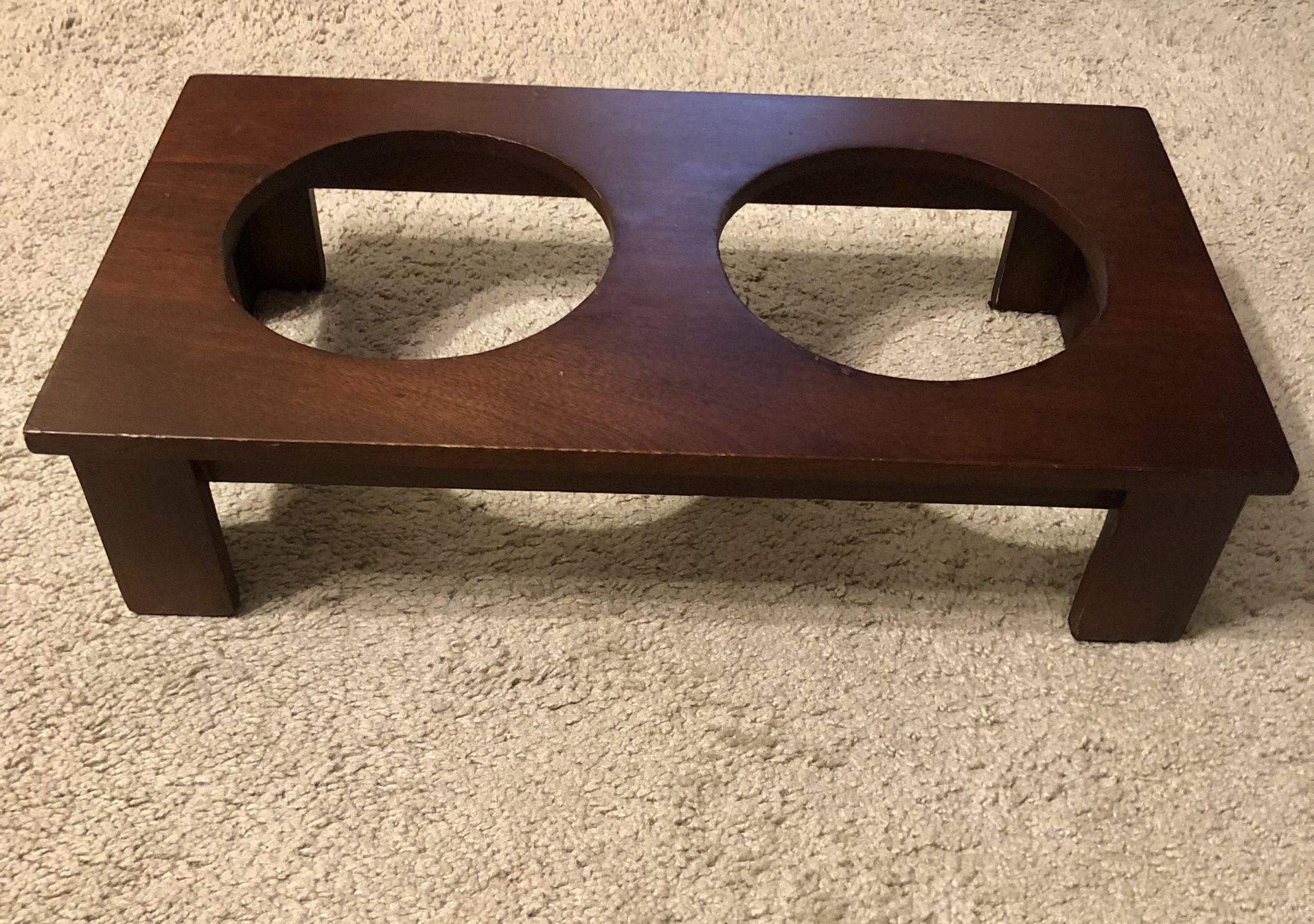 NEW, Medium Size, Dog Bowl Holder…Solid Dark Wood, Still in excellent condition, never used!