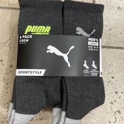 NWT Puma Men’s Sportstyle Crew Socks 6 pairs 