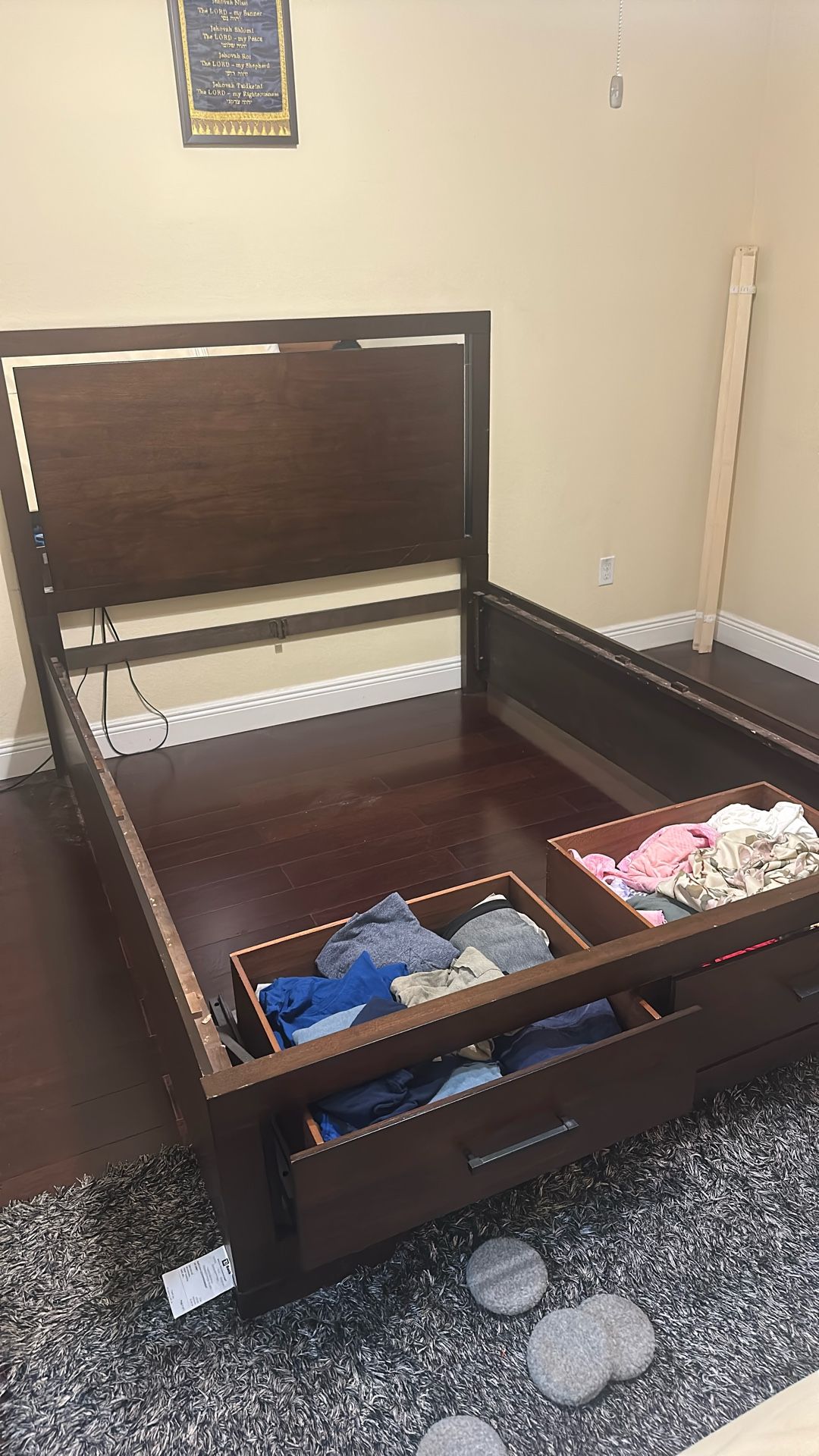 Queen Size Bed Frame, And Two Side Table