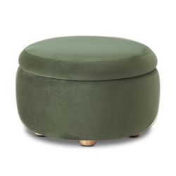 Luna Storage Ottoman, Olive Green Velvet