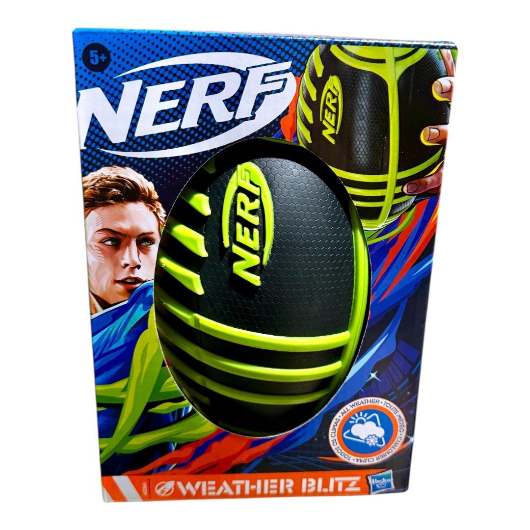 Nerf Weather Blitz Green And Black Foam Easy Grip Football, New In Box