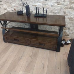 Brown Solid Wood  Heavy Tv Stand Never Used 