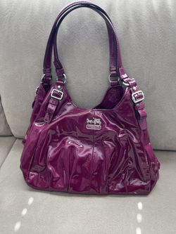 New Coach Purse Purple Patent Leather 
