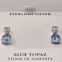 Sky Blue Topaz Double Pear Drop Earrings 1 3/8ctw in Sterling Silver