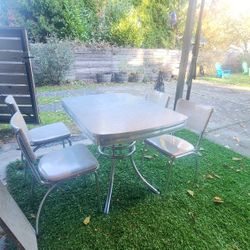 Vintage Chrome Dinette Table With Leaf