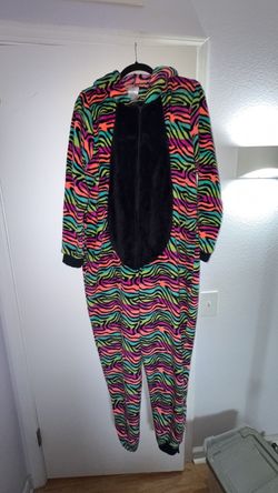 Secret Treasures Rainbow Zebra Plush One-Piece - Size 2X (18W-20W)