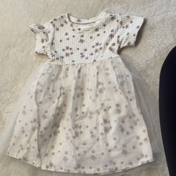 Zara White Floral Print Short Sleeve Dress
