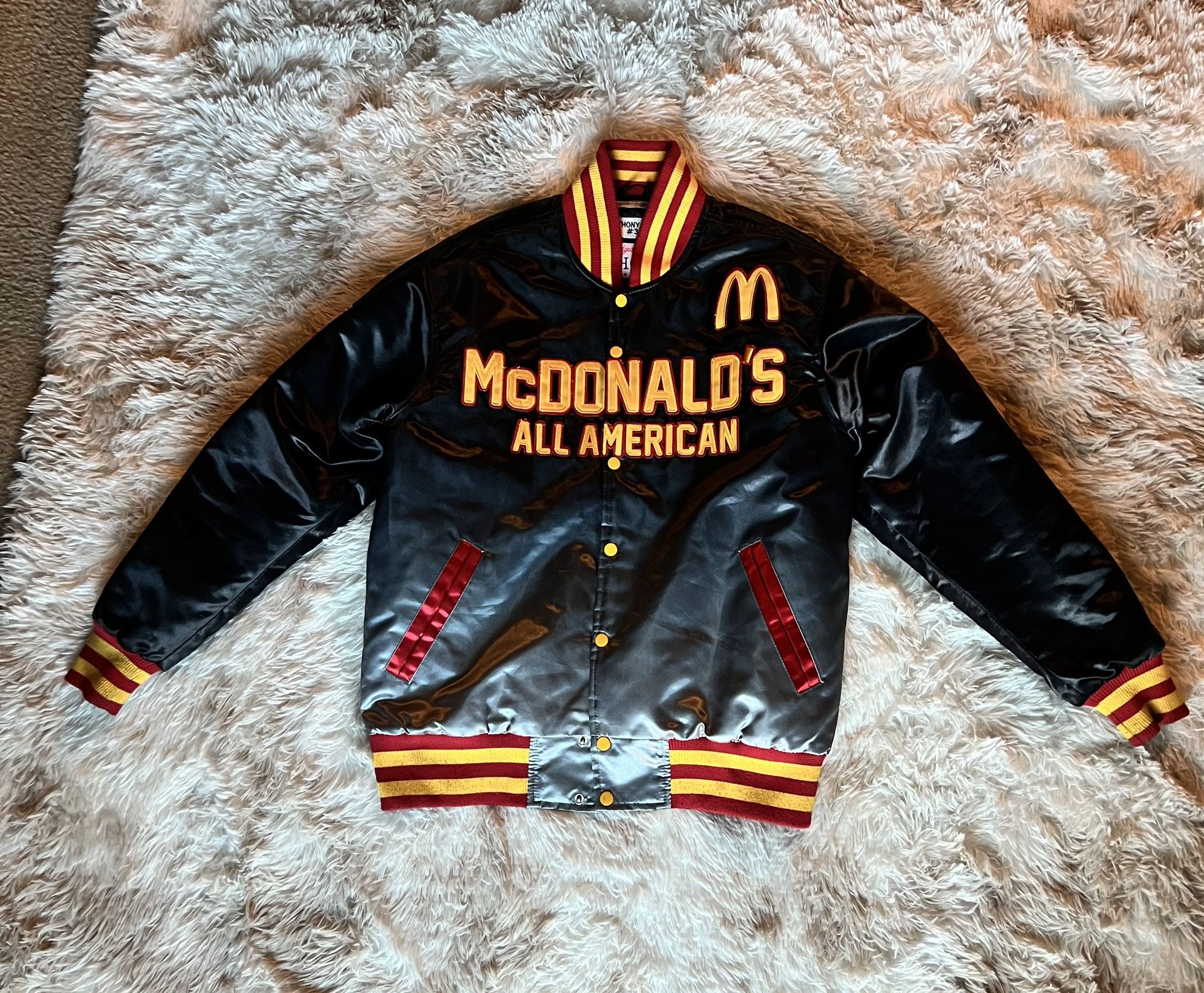 Black and red embroidered leather bomber jacket jacket