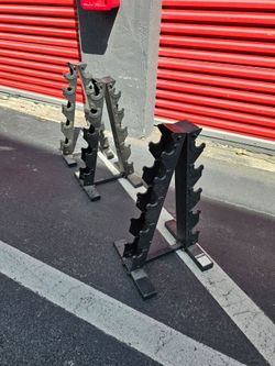 $50 each. A-Frame Dumbbell Storage Racks –