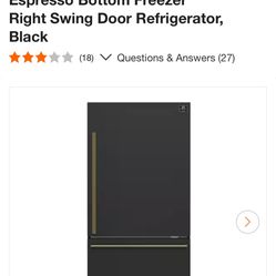 31 in. 17.2 cu. ft. Antique Brass Handles Included, Milano Espresso Bottom Freezer Right Swing Door Refrigerator, Black