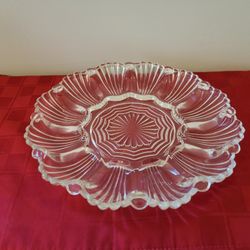 Vintage 1950s Anchor Hocking Clear Glass Deviled Egg Plate #896