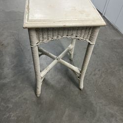 Wicker And Wood Side Table