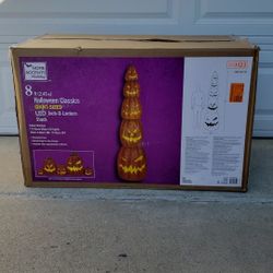 8 ft Giant-Sized LED Jack O' Lantern pumpkin Stack Brand New in Box