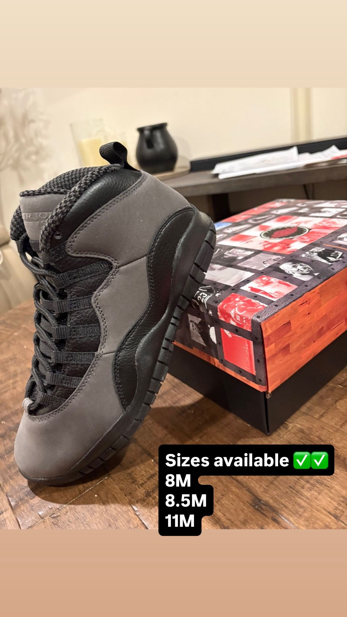Sizes 8M, 8.5M, & 11M Jordan 10 Retro Shadow (2025). 