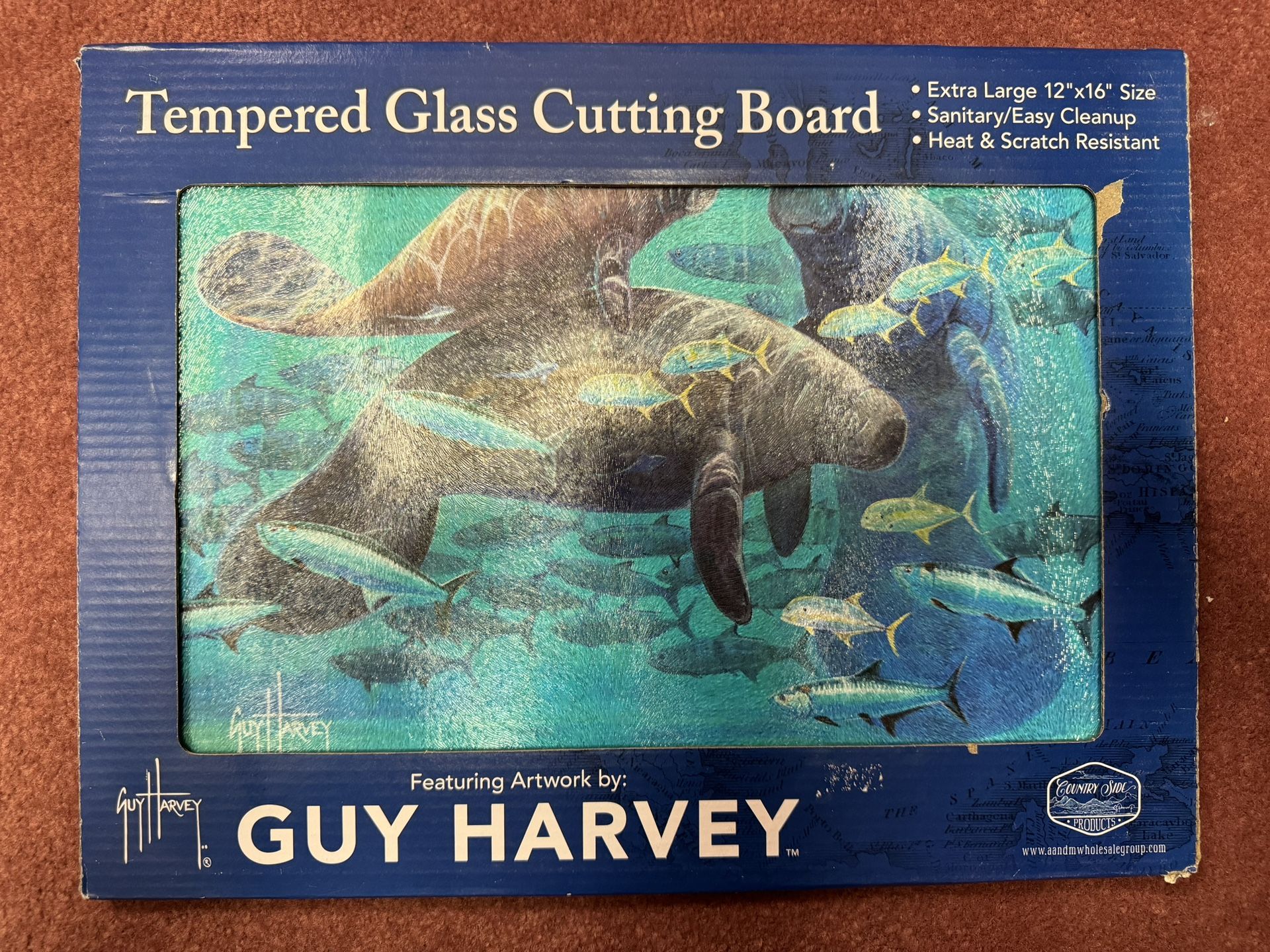 Guy Harvey XL Tempered Glass Cutting Board