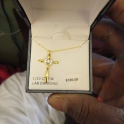 Diamond Brilliance 1/10 Carrot Lab Diamond Cross Necklace