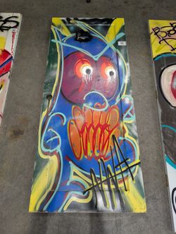 Colorful Graffiti Art Wood Door with Owl Design