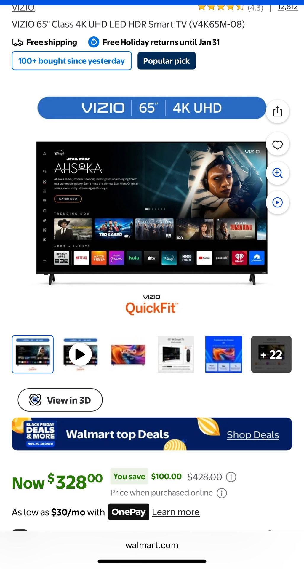 65 Inch Vizio Smart TV