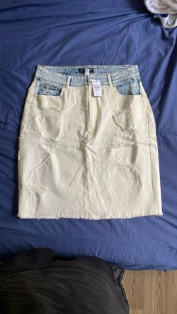White / Blue Jean Skirt