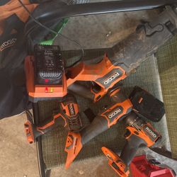 Ridgit 3 Piece Brushless Tool Lot With 1 Extra Tool And. Batteries 