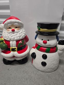 Cookie Jar- Santa and Snowman