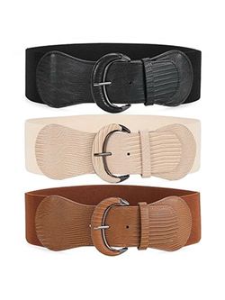 Woman’s Wide Elastic Waist Belts Set of 3