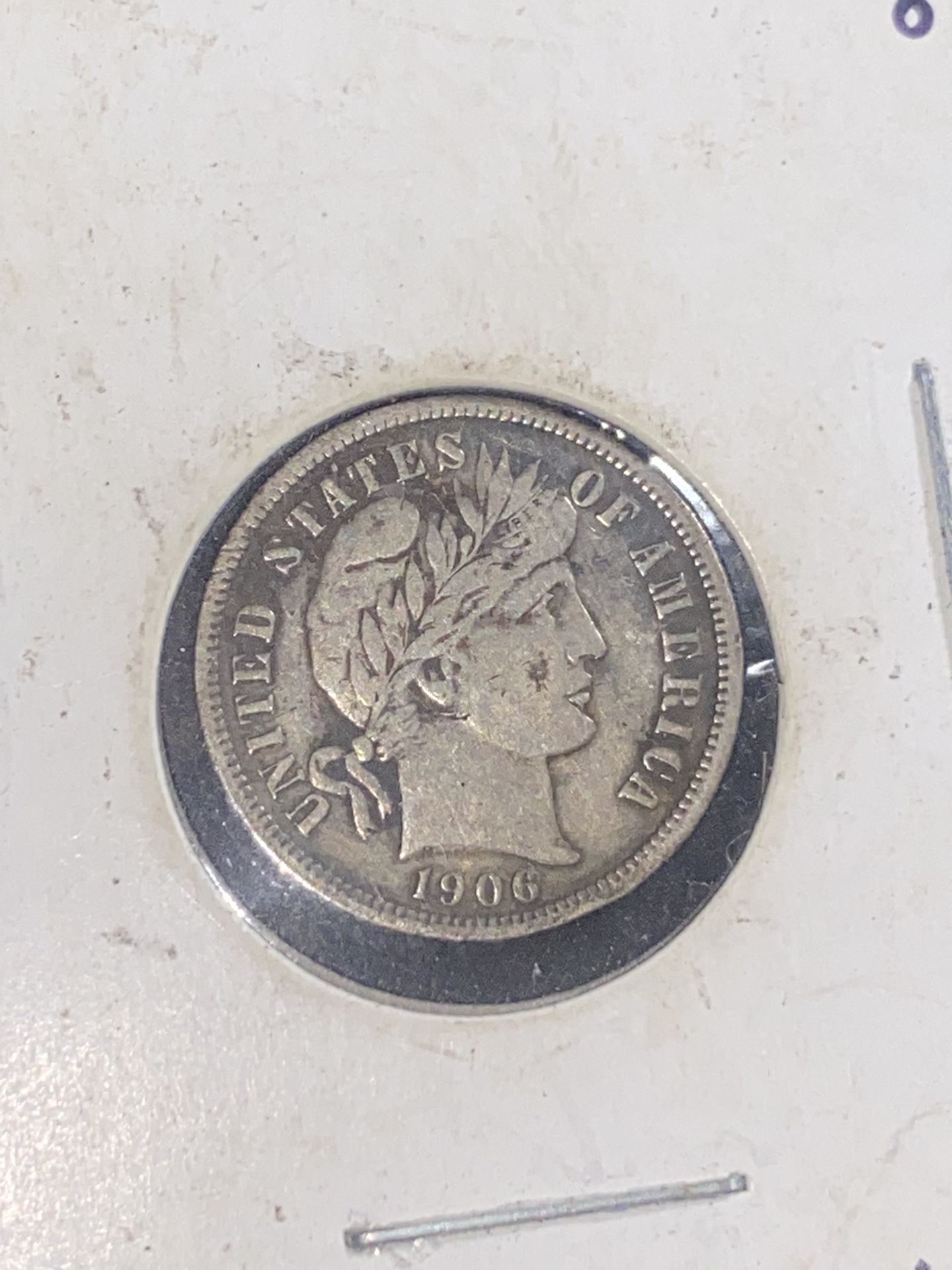 Silver nicely toned 1906 US silver dime VF