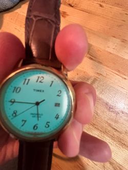 TIMEX Easy Reader Gold Case Indiglo WR 30M Brown Leather Strap Men's Watch Works
