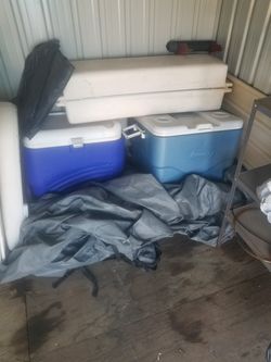 2 large coolers one with wheels one with out