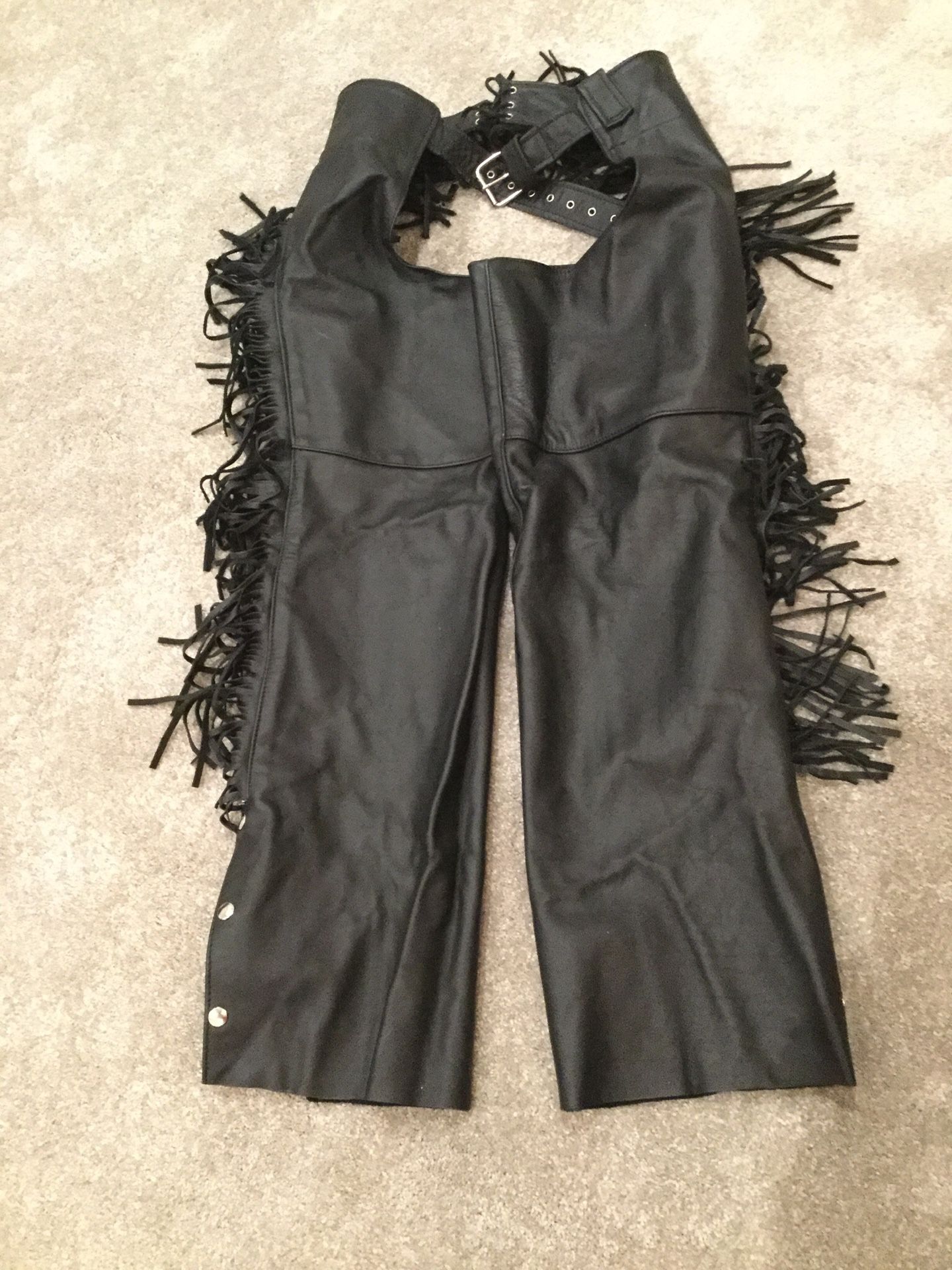 Women’s Leather Chaps with Fringes Sz XL