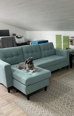 Kingdom Teal Reversible Sofa Chaise /Sectional /couch