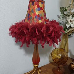 Vintage Feather Harlequin Lamp