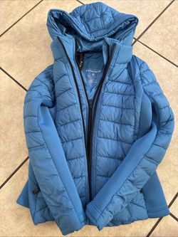 Bernardo Hooded Puffer Jacket Color Blue Size Small